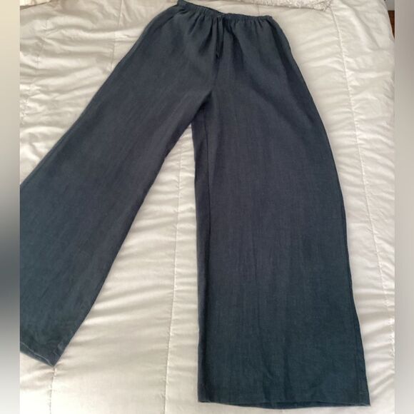 NWT WEWOREWHAT M soft navy color Linen blend pants - Picture 8 of 9
